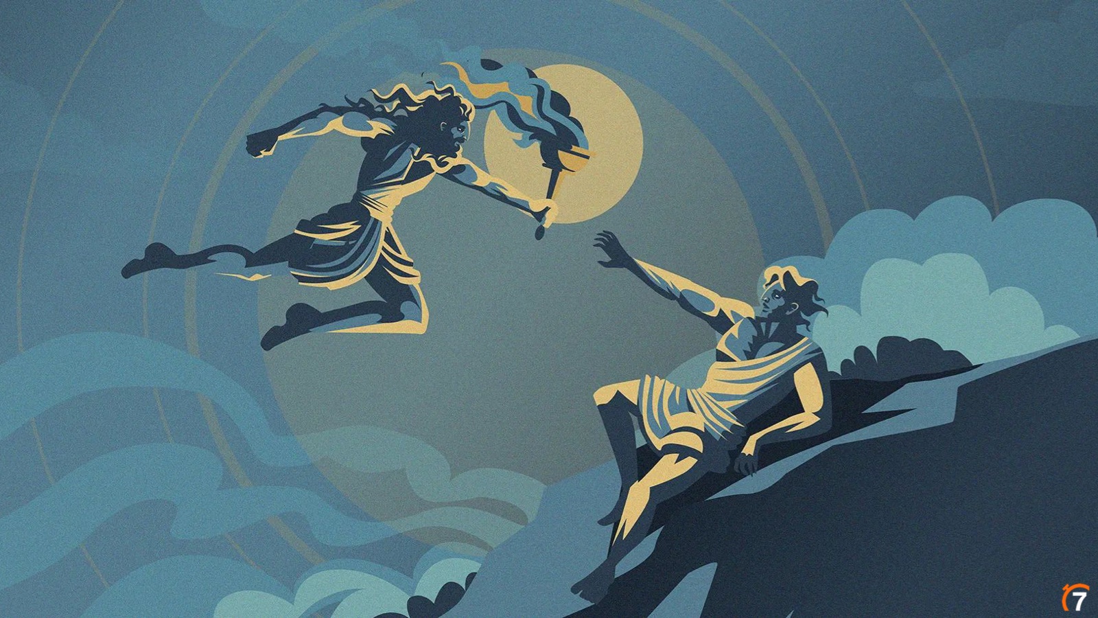 Prometheus bringing fire to humanity
