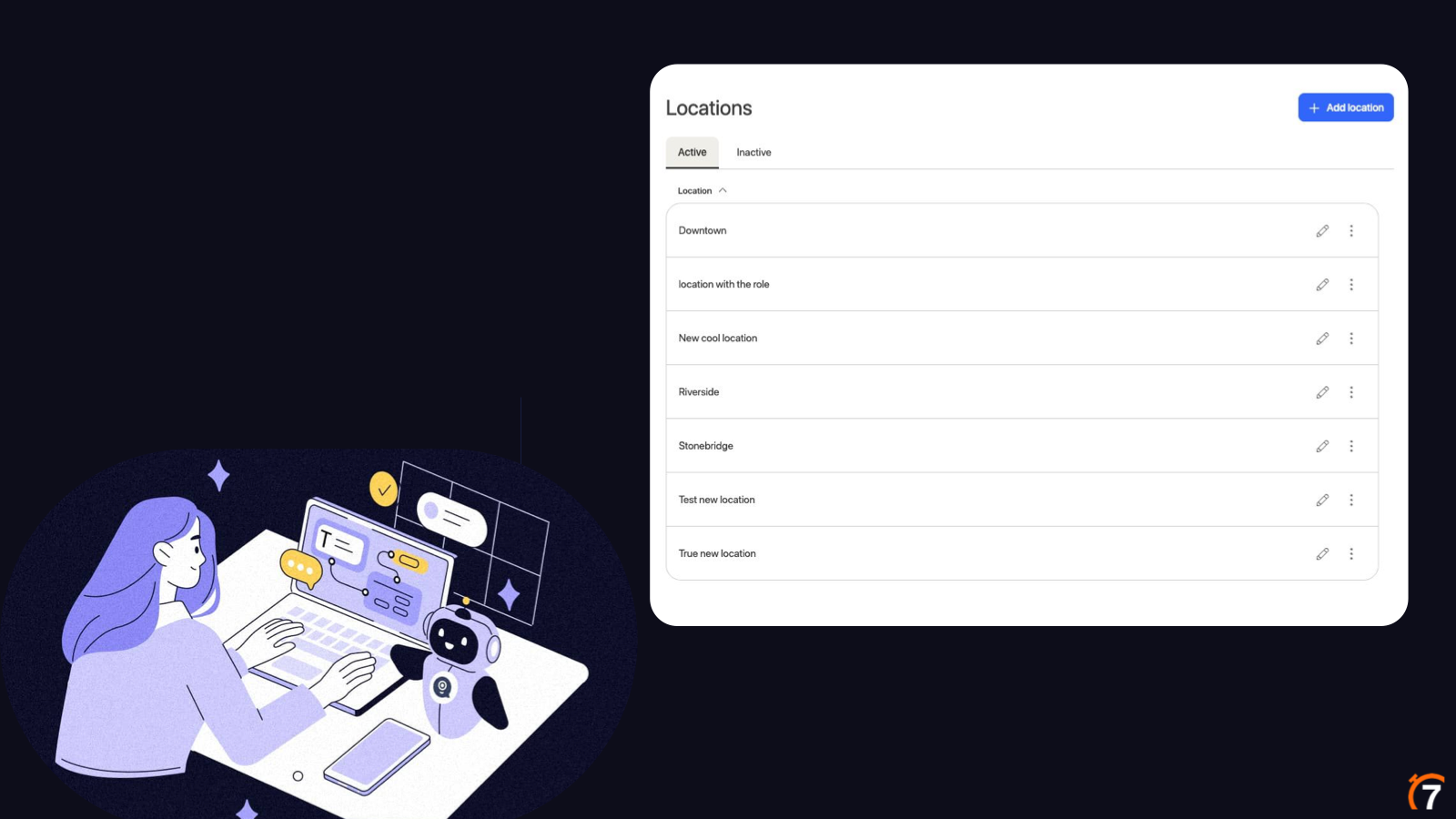 The locations page generated using the MCP server