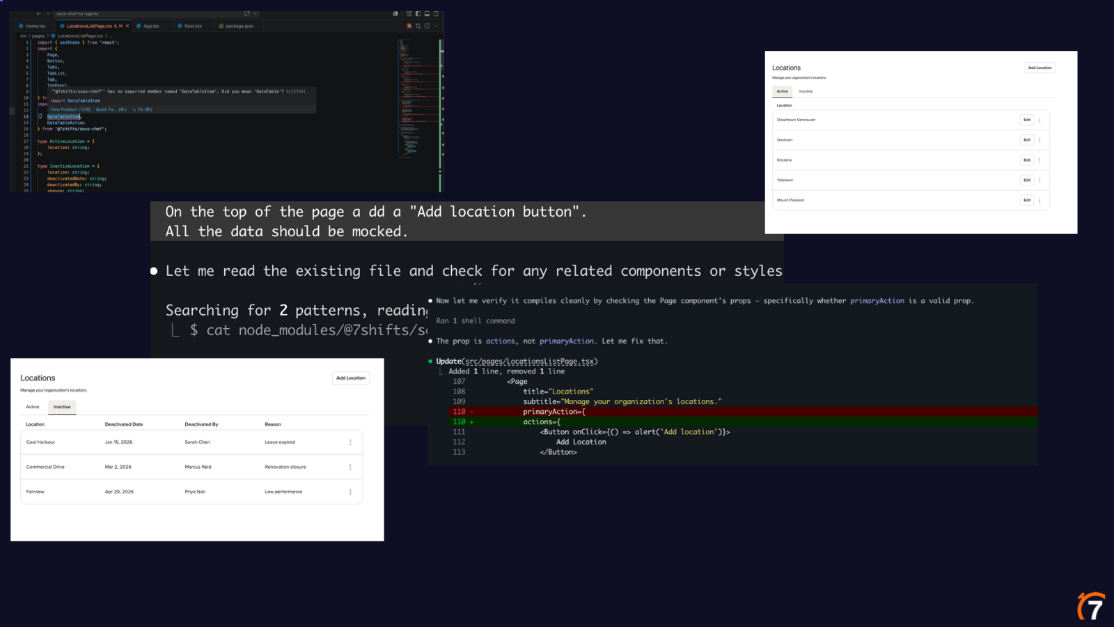 Without the MCP server: Claude reads node_modules and guesses props